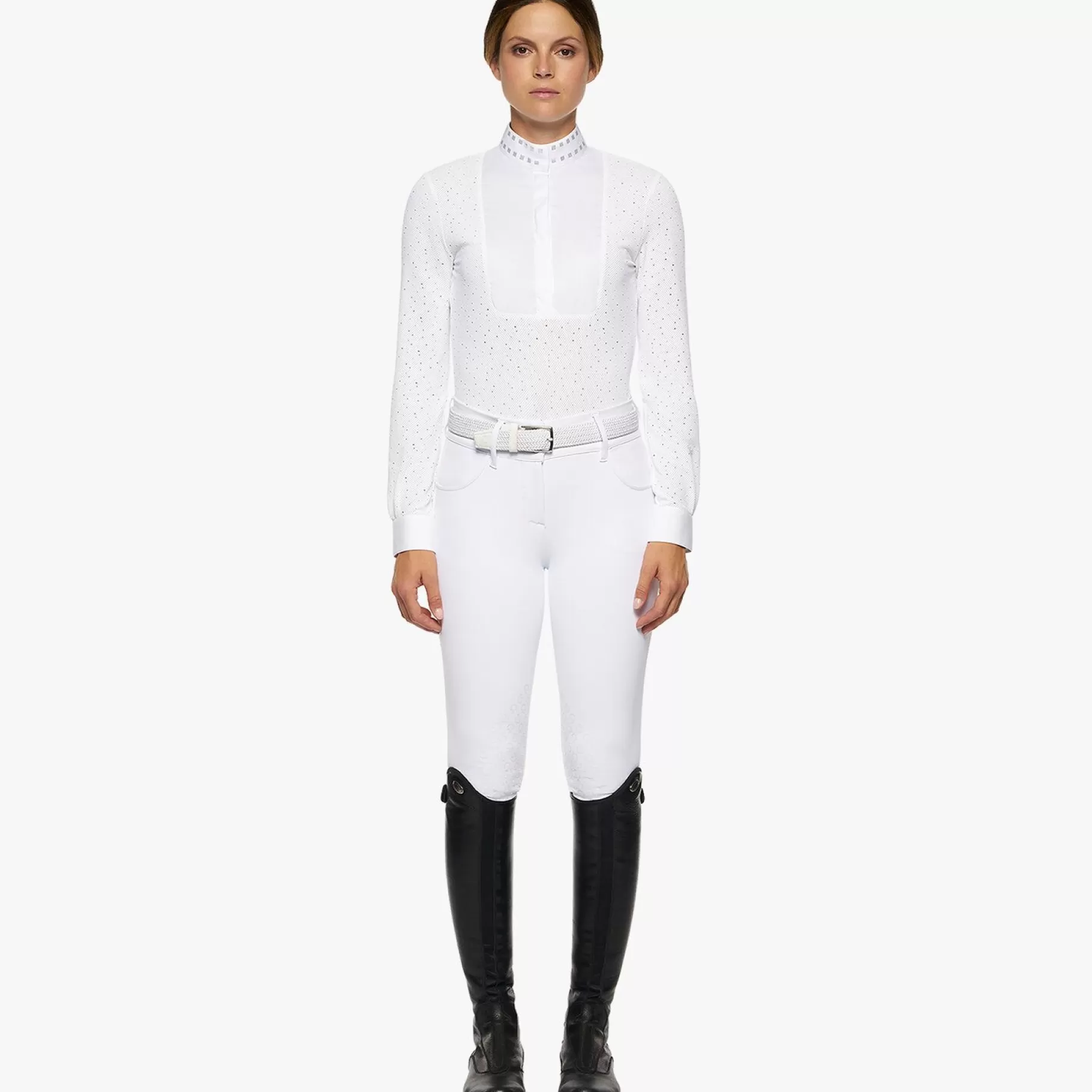 Women'S Shirt In Perforated Fabric With A Sequin Collar-Cavalleria Toscana Clearance