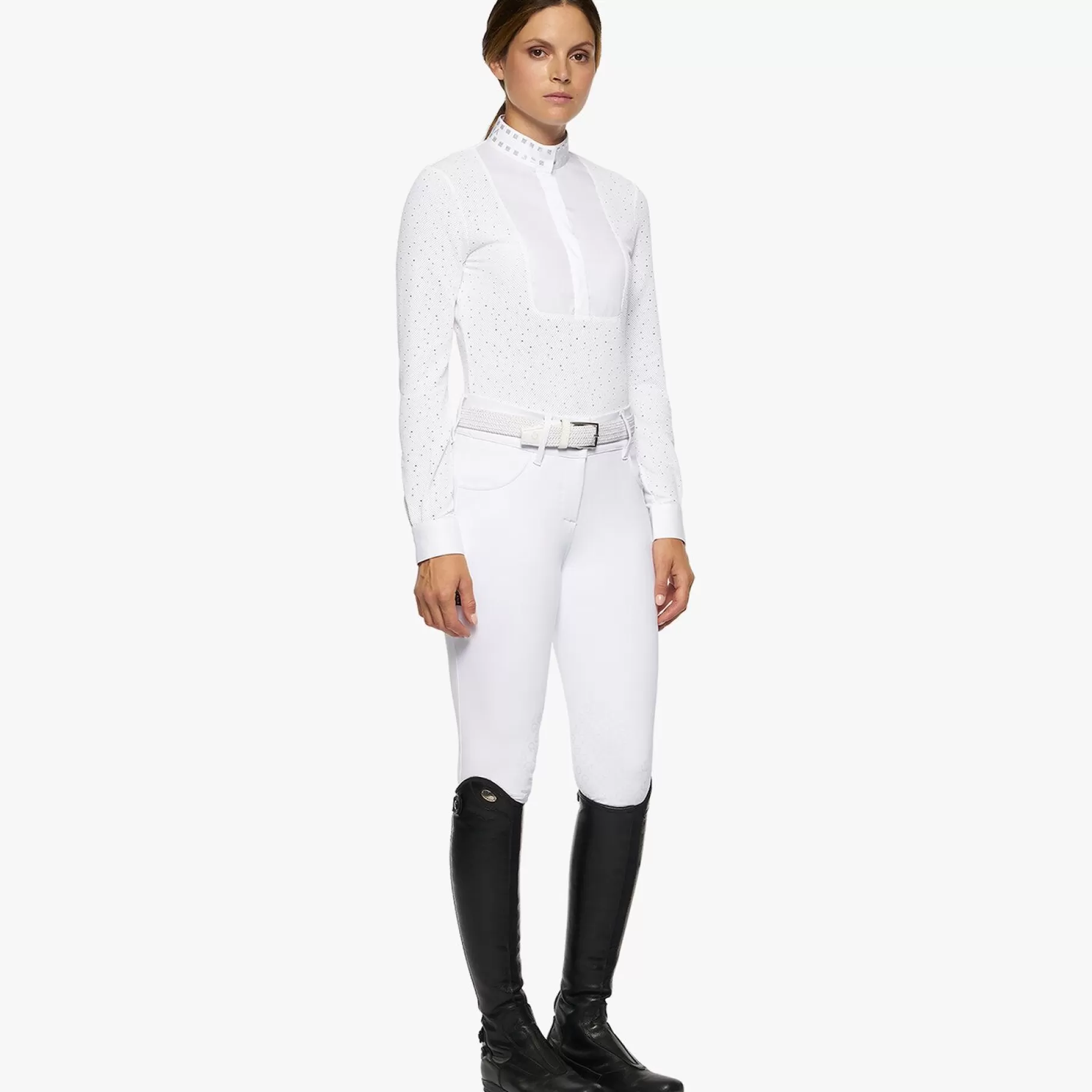 Women'S Shirt In Perforated Fabric With A Sequin Collar-Cavalleria Toscana Clearance