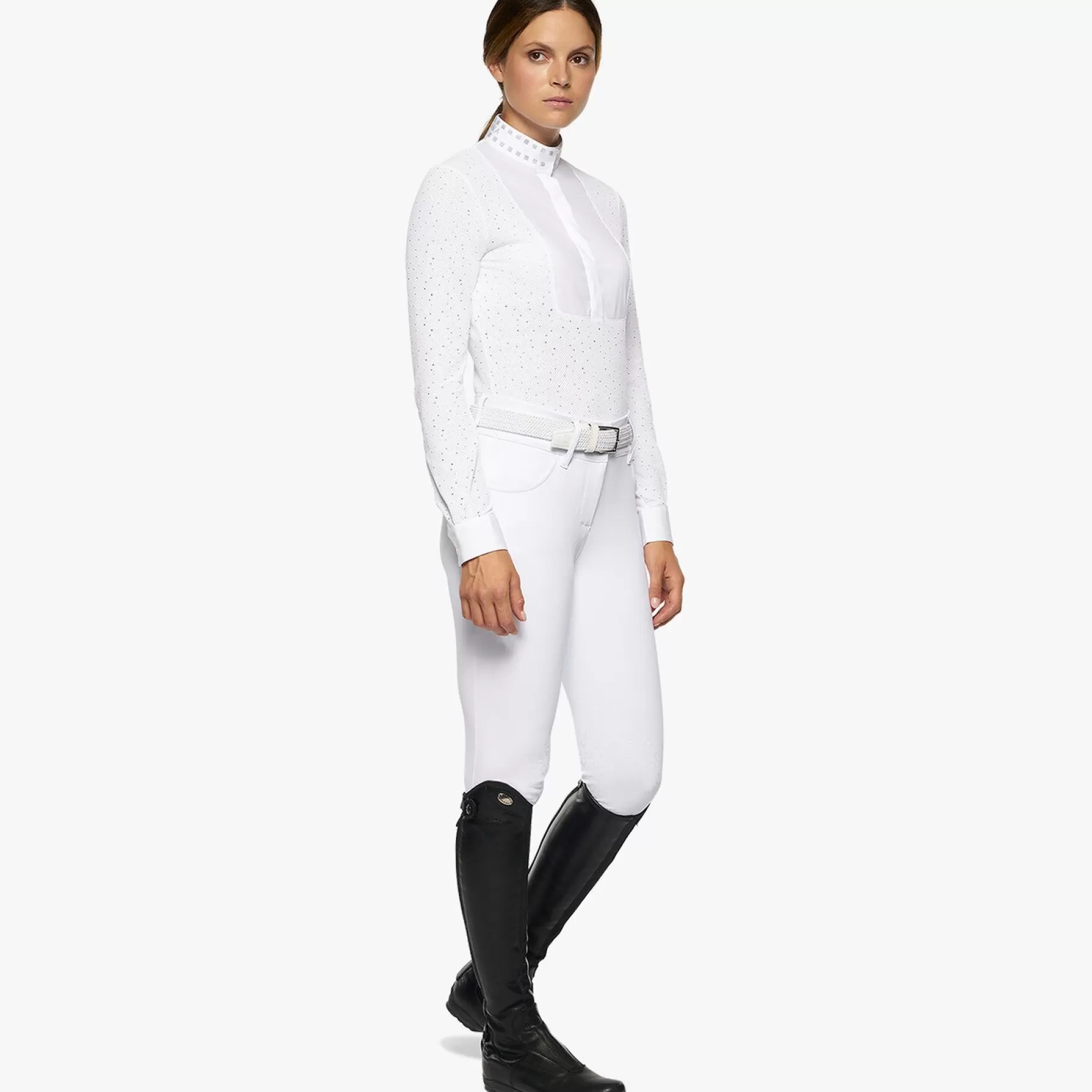 Women'S Shirt In Perforated Fabric With A Sequin Collar-Cavalleria Toscana Clearance