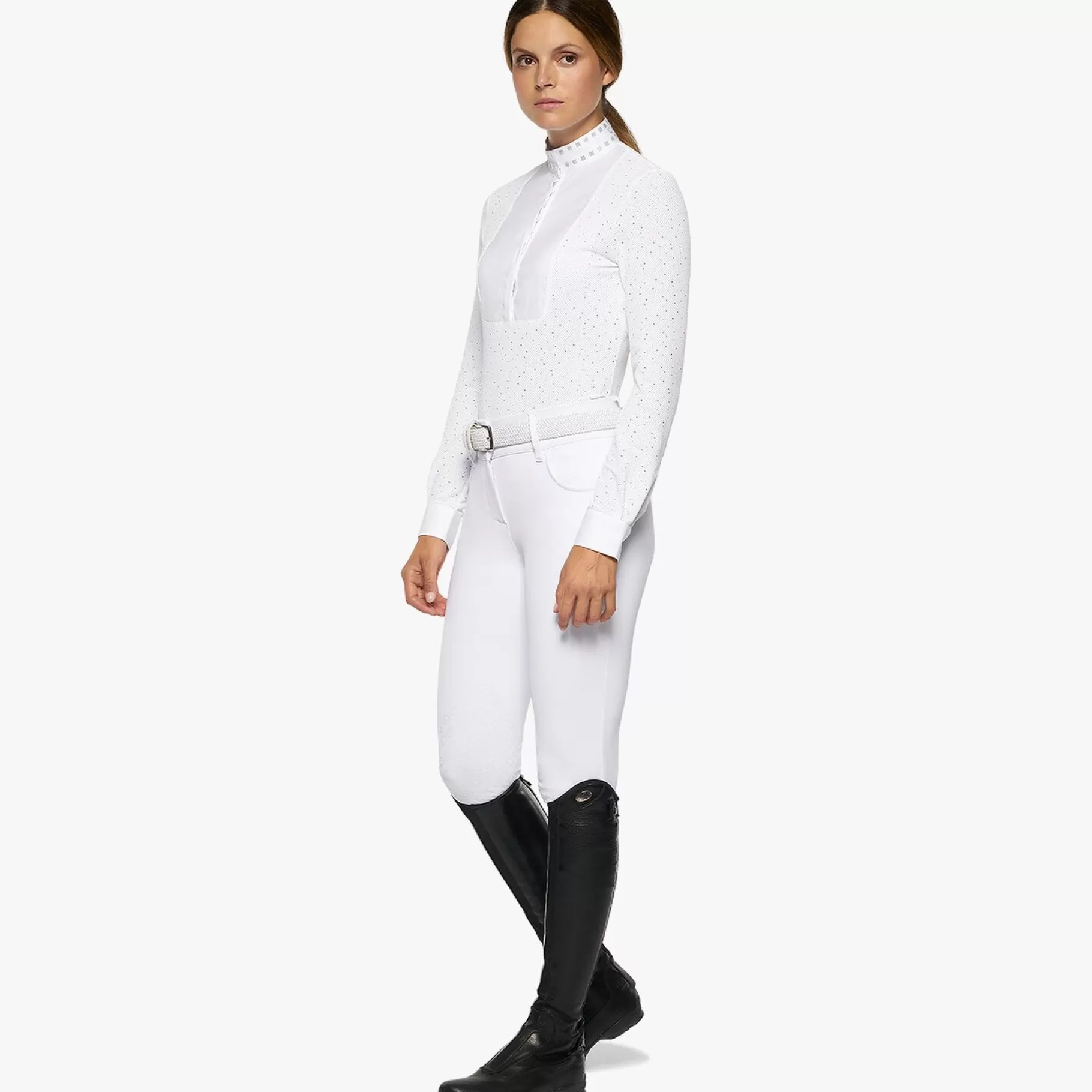 Women'S Shirt In Perforated Fabric With A Sequin Collar-Cavalleria Toscana Clearance